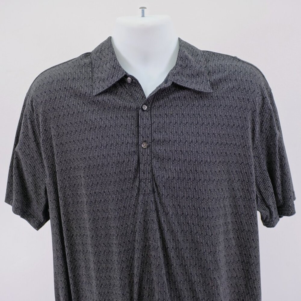 Express XL Cotton Black White Short Sleeve Polo Shirt Geometric Micro Dot